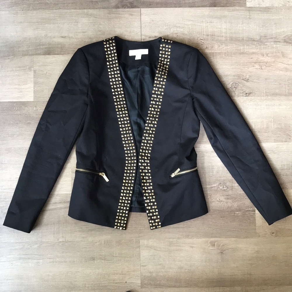 MICHAEL KORS blazer size 4 studded trim front pockets